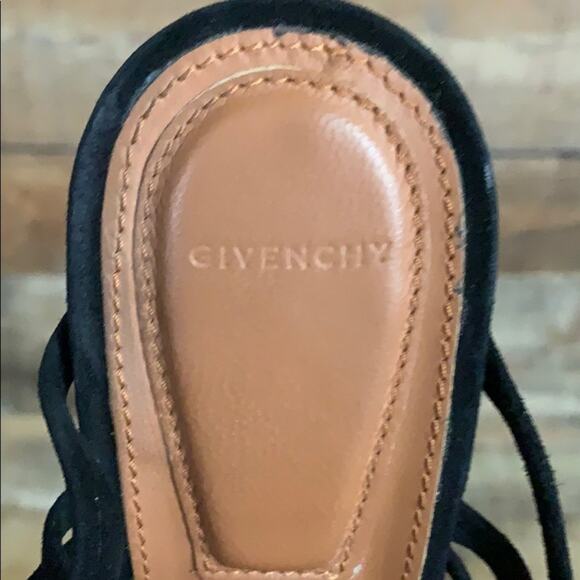 Givenchy Zenaide Suede Nautical Eyelet Heels Caged Gladiator Black Size 38 8 - Picture 11 of 13